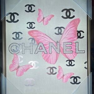 Chanel Pink Butterfly Wall Art